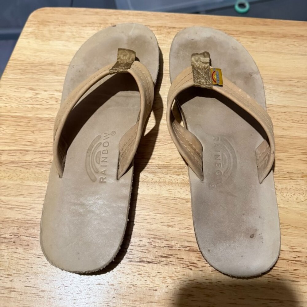 Rainbow Flip Flops - Womens Large Classic Tan/Brown